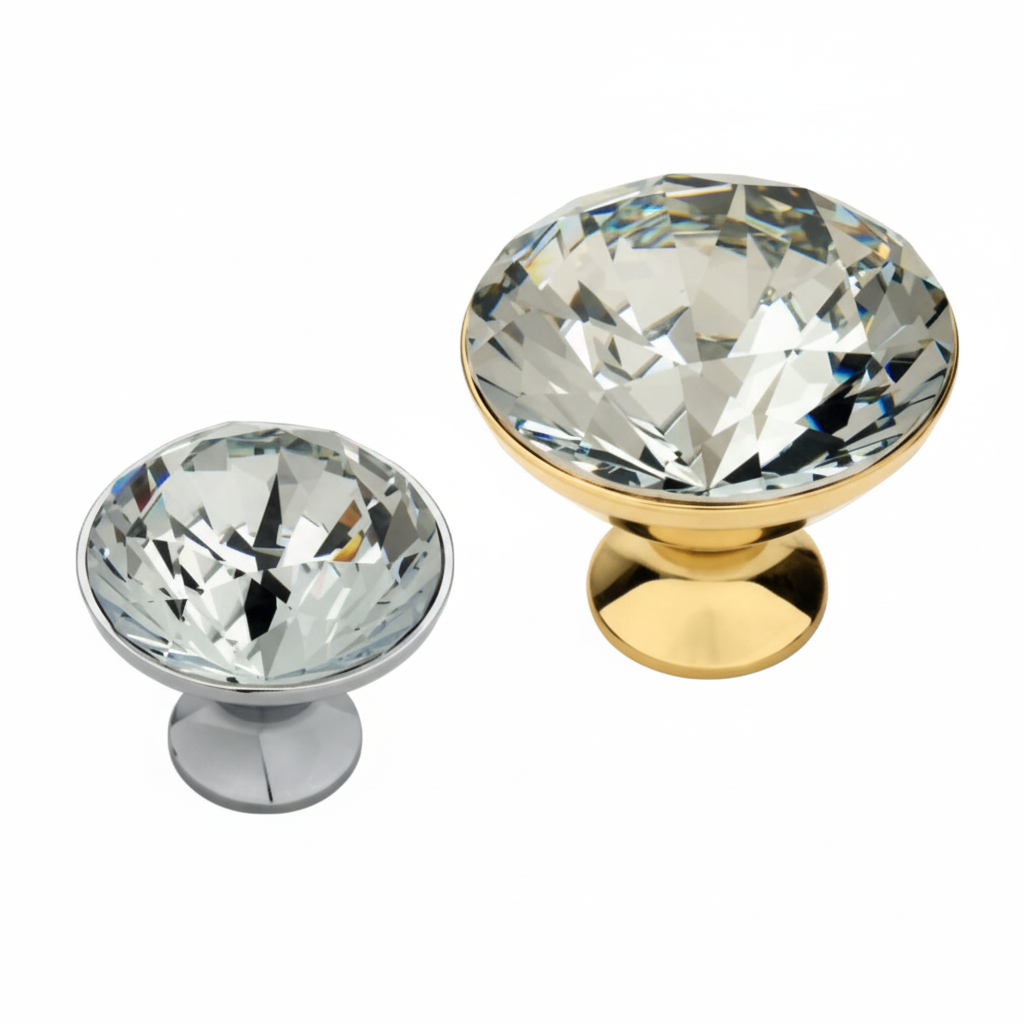 Fancy Volvo Knob Antique Brass, Chrome, Clear, Gold (Fab 0148)