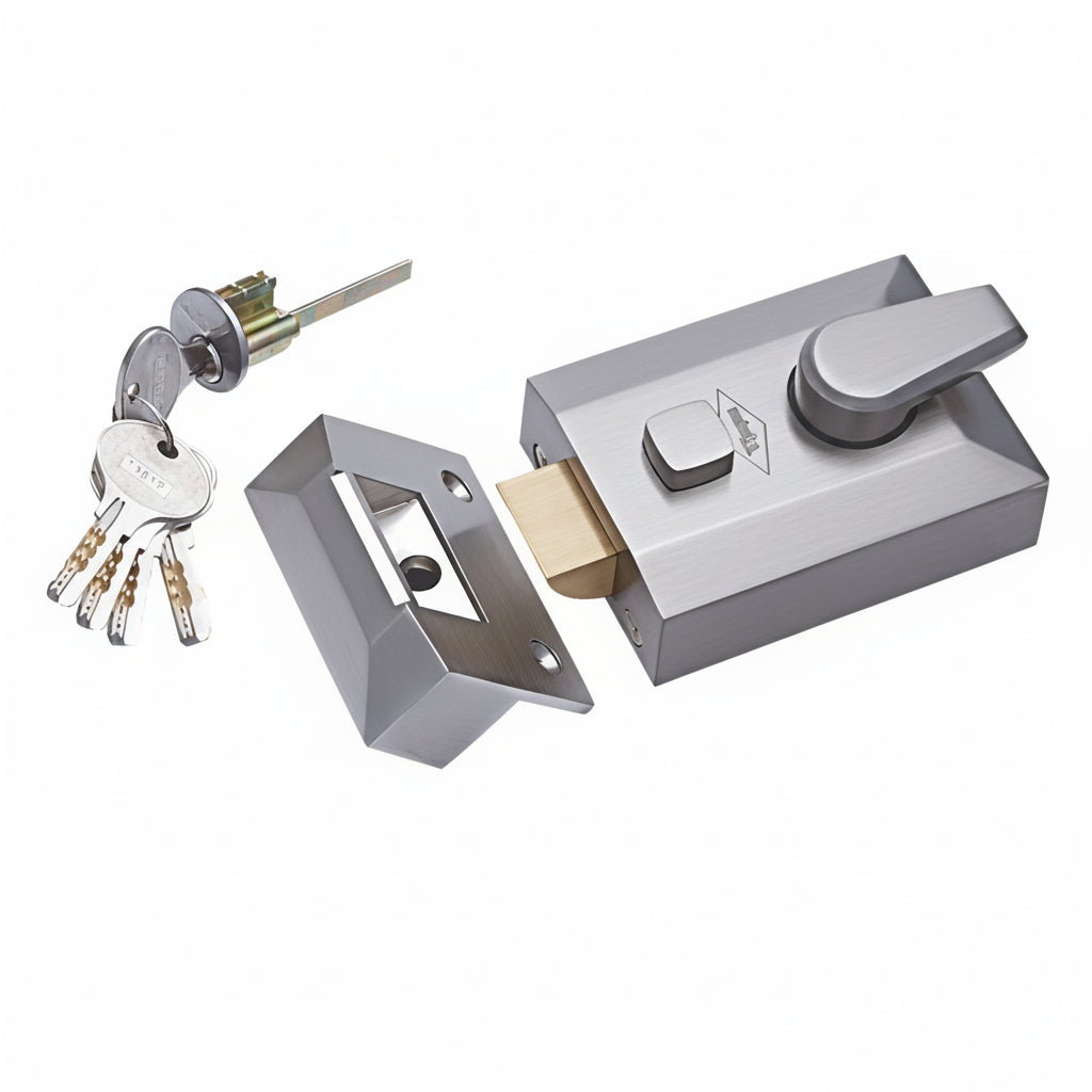 Vijayan Premium Night Latch with Ultra keys, for Outside Opening Door (Ss Matt)