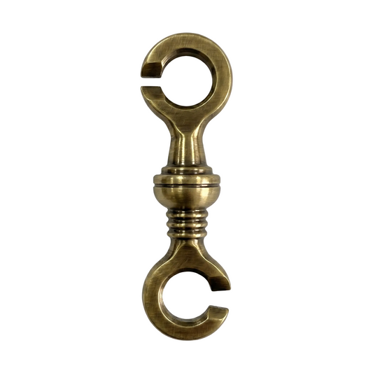 Antique brass finish decorative Dooma style jhula chain rod link with rounded center and open-loop connectors for traditional indoor swings and Oonjal.