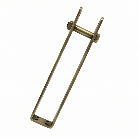 A premium DLP167 heavy-duty reversible mounting bracket in a brushed silver finish, designed for the secure structural attachment of Jhula seats. This structural swing hardware features a reinforced U-frame with a smooth pivot bolt and multiple countersunk holes on a 2.5-inch base plate. Ideal for hanging traditional wooden indoor swings, porch seating, or hammocks, it provides a stable, safe, and whisper-quiet swinging motion.