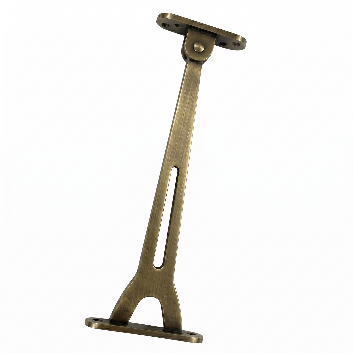 A premium DLP170 heavy-duty Jhula Z-hinge featuring a vintage antique brass finish. This single-arm structural hinge is engineered for hanging traditional wooden indoor swings and porch chairs, providing a smooth, high-load bearing pivot for silent movement. The classic brass-toned hardware is ideal for luxury home interiors, combining traditional aesthetics with modern durability for reliable ceiling or frame mounting.