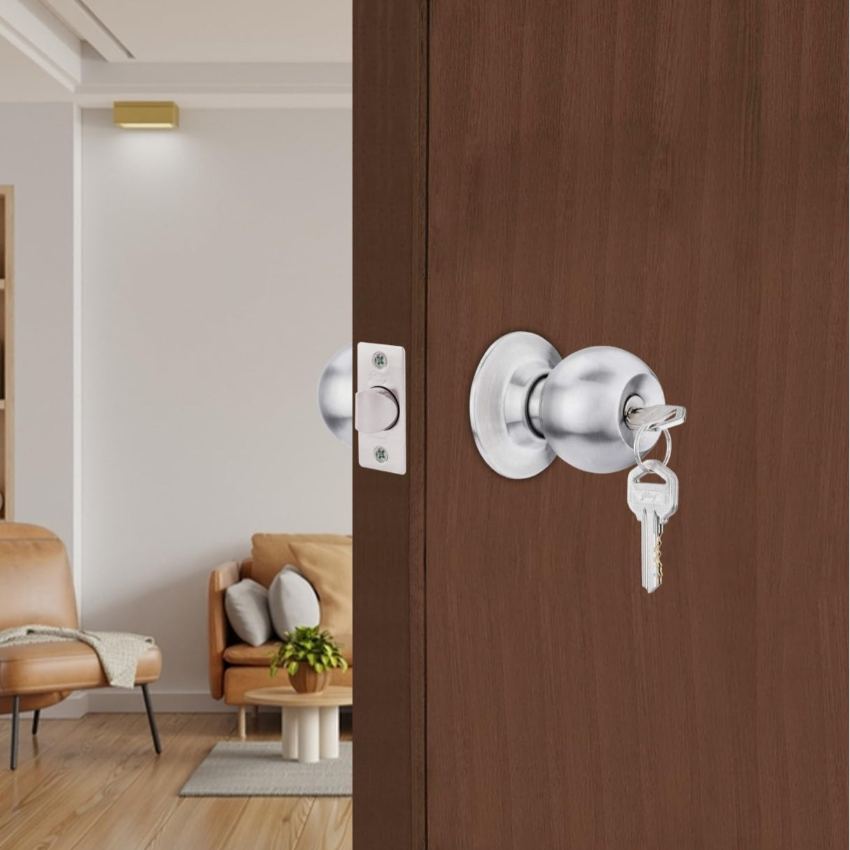 Godrej Cylinder Lock with Key | Satin finish