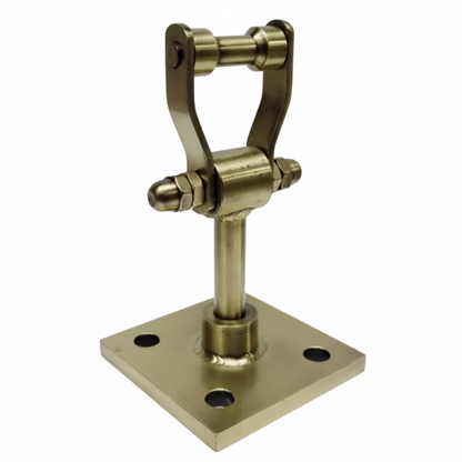 Antique brass finish SS-304 square base revolving kada with 360-degree swivel mechanism for heavy-duty ceiling-mounted jhula and indoor swing systems.