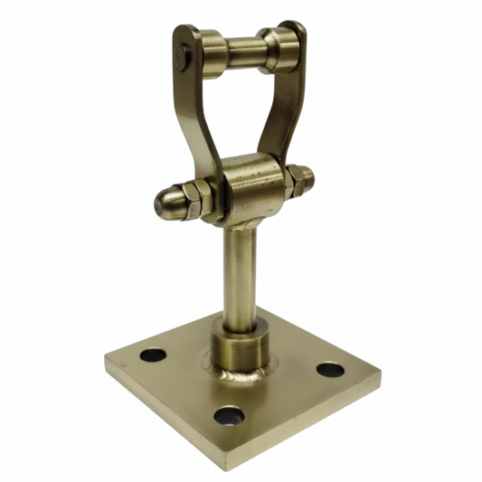 Antique brass finish SS-304 square base revolving kada with 360-degree swivel mechanism for heavy-duty ceiling-mounted jhula and indoor swing systems.