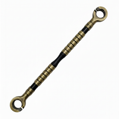 Antique Brass-304 stainless steel jhula chain link featuring a traditional Rangal design with decorative black accents and multi-tiered ribbed texture for luxury swings.