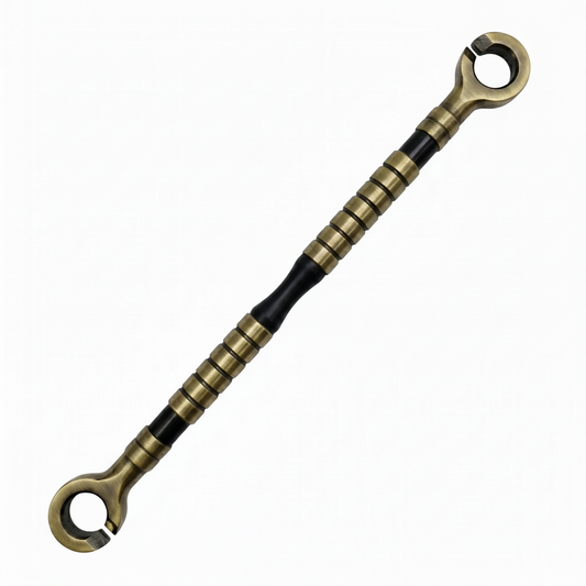 Antique Brass-304 stainless steel jhula chain link featuring a traditional Rangal design with decorative black accents and multi-tiered ribbed texture for luxury swings.