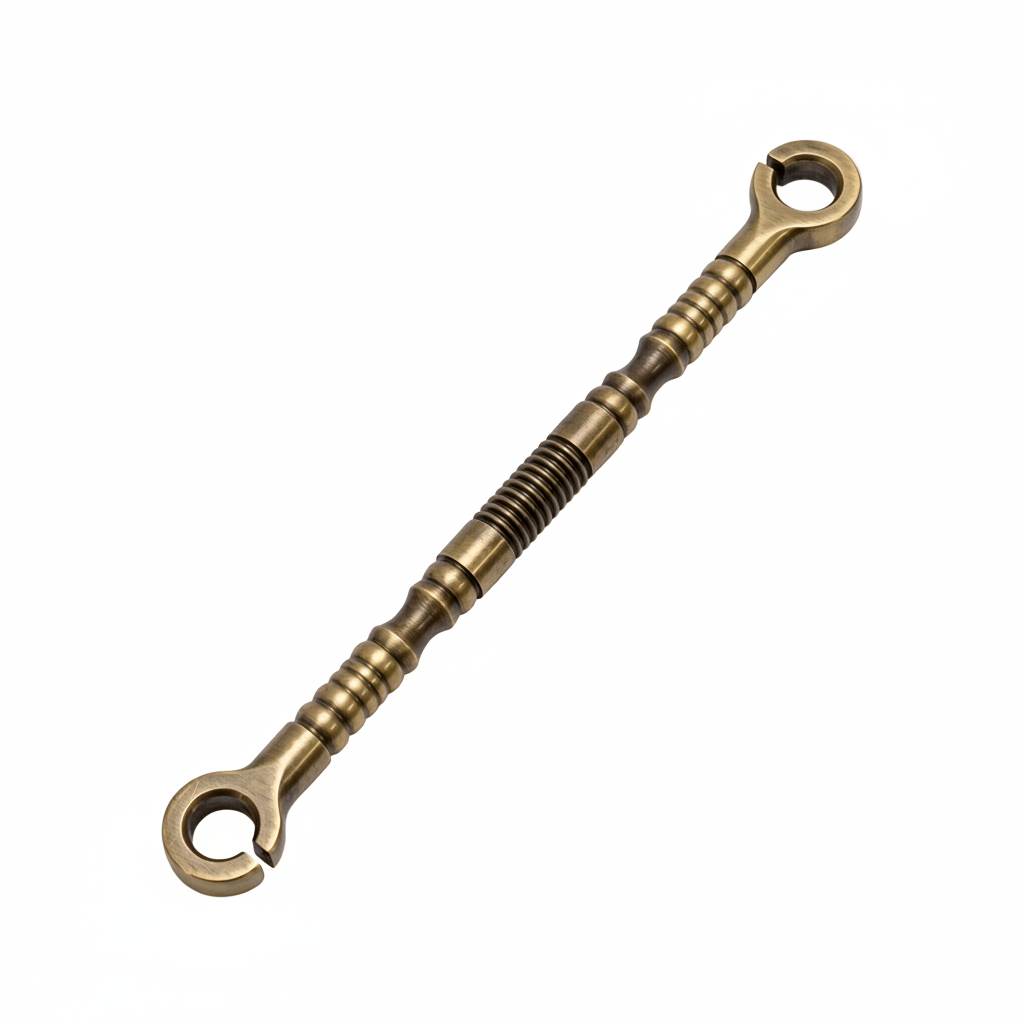Antique brass finish SS-304 stainless steel jhula chain link with a traditional Ring Kalash design and ribbed texture for heavy-duty indoor swings and Oonjal.