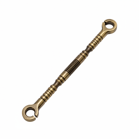 Antique brass finish SS-304 stainless steel jhula chain link with a traditional Ring Kalash design and ribbed texture for heavy-duty indoor swings and Oonjal.