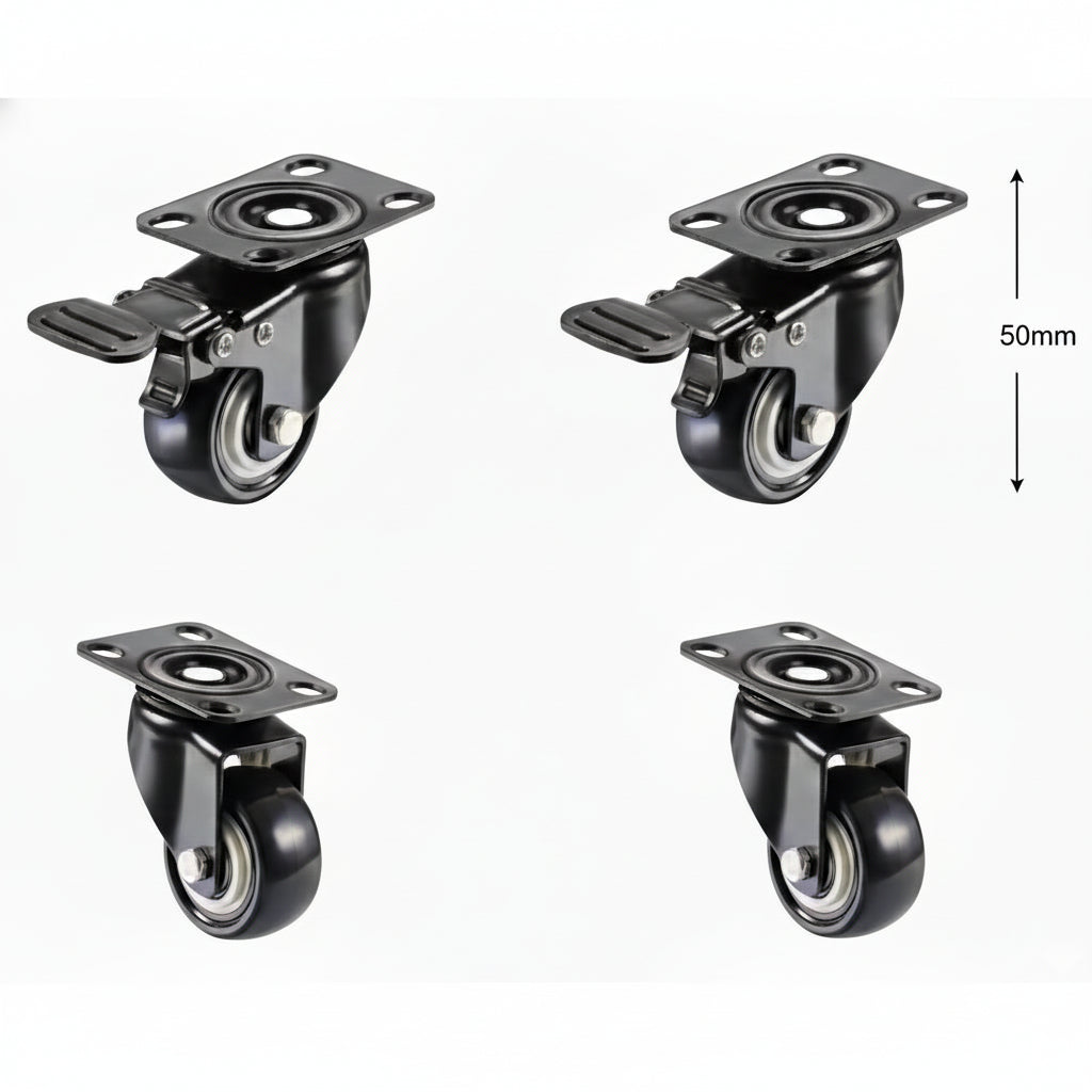 Break Caster Wheel TPR SS Mat, Black (25 mm TPR-75 mm)