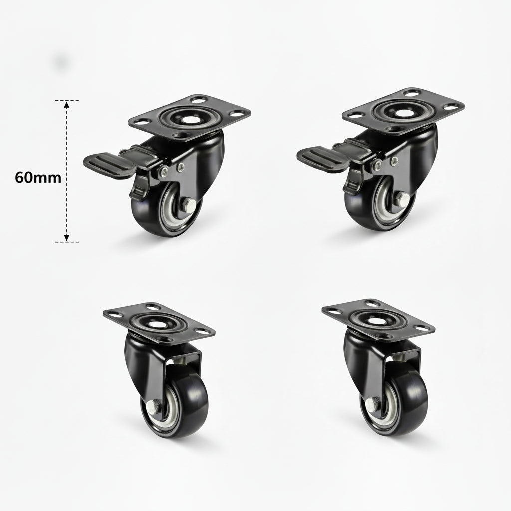 Break Caster Wheel TPR SS Mat, Black (25 mm TPR-75 mm)