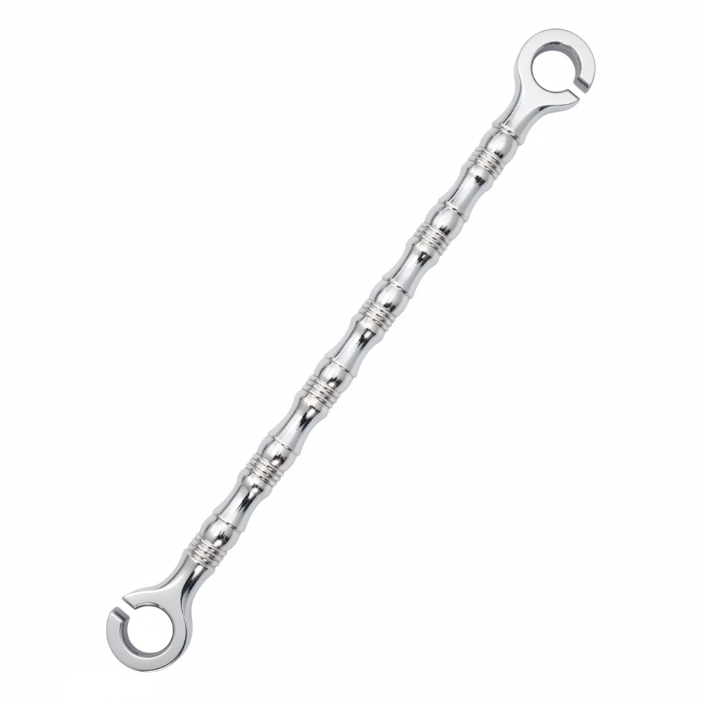 Chrome-SS-304 stainless steel jhula chain link with a traditional Umralla ribbed design and open-ring ends for heavy-duty indoor ceiling s