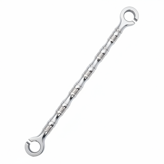 Chrome-SS-304 stainless steel jhula chain link with a traditional Umralla ribbed design and open-ring ends for heavy-duty indoor ceiling s