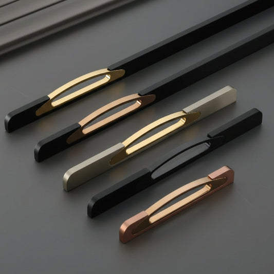 Creatick Modern Cabinet Handle, Door Handle Black | Gold (AL-86)