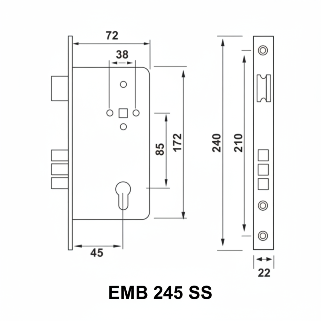 A premium heavy-duty mortise lock body featuring a high-security triple-bolt deadbolt mechanism and a reversible latch. The assembly showcases a durable brushed stainless steel faceplate and a reinforced black powder-coated internal case. Engineered for residential and commercial wooden doors, this professional hardware provides enhanced break-in resistance and is compatible with standard euro-profile cylinders and designer handle sets.