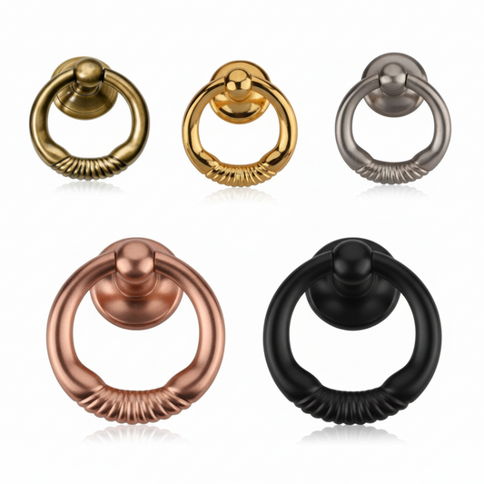 Fab Vintage Door Knocker, Drop Handle Antique Brass, Satin, Gold, Rose Gold, Black (2226)