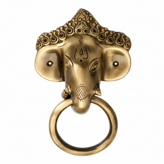 Fab Vintage Ganesh Door Knocker, Drop Handle Antique Brass (2222)