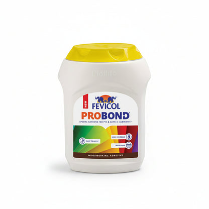 Fevicol Pro Bond adhesive container with yellow lid on a white background