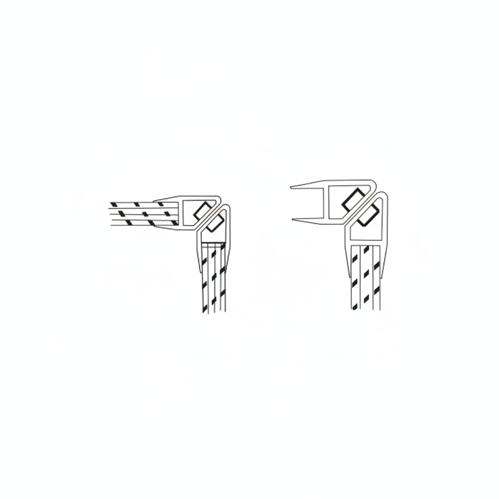 Pvc Seal Magnetic 90° for 10-12 mm Glass, 2200 mm (7.3 feet) length