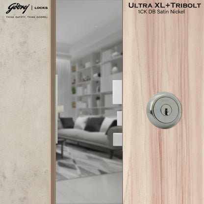 Godrej Tribolt Ultra XL+ | Satin and Antique Brass | 1CK Deadbolt Rim Lock