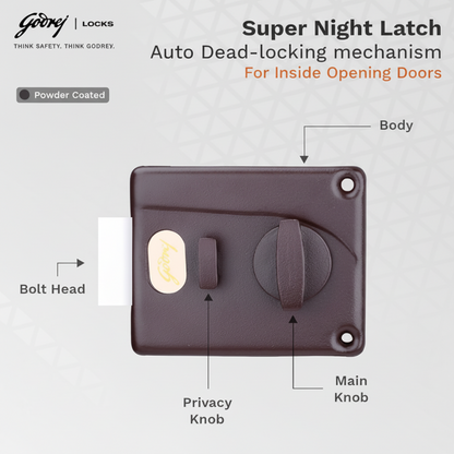 Godrej 8814 Night Latch | 1CK Latchbolt | Beige Brown Finish