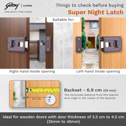 Godrej 8814 Night Latch | 1CK Latchbolt | Beige Brown Finish