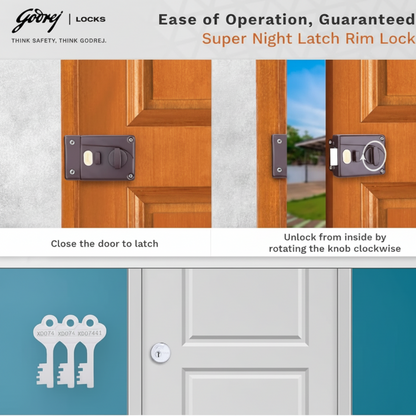 Godrej 8814 Night Latch | 1CK Latchbolt | Beige Brown Finish