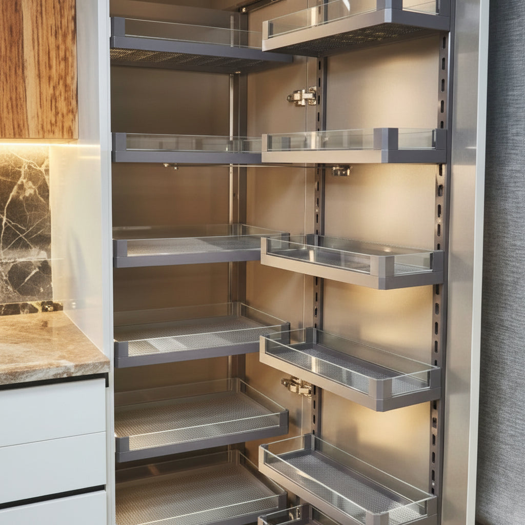 Glass Shelf Pantry Unit