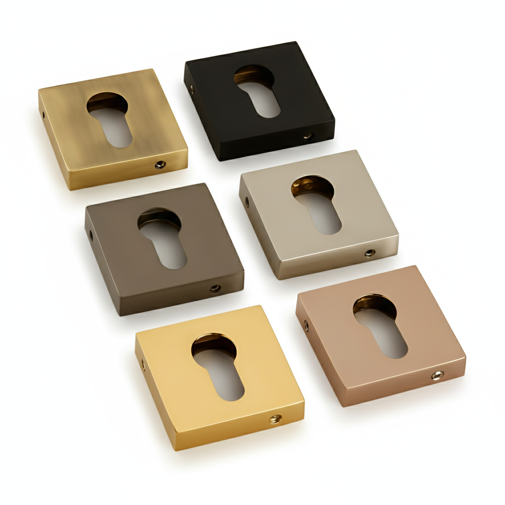 Key Hole Satin, Antique Brass, Black, Rose Gold Cylinder (Square)