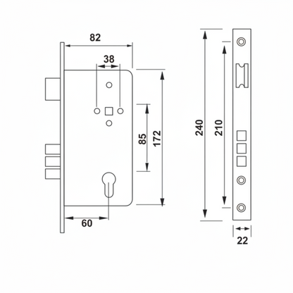 Mortise Lock Premium SS Matt (Single Bolt, Three Bolt)