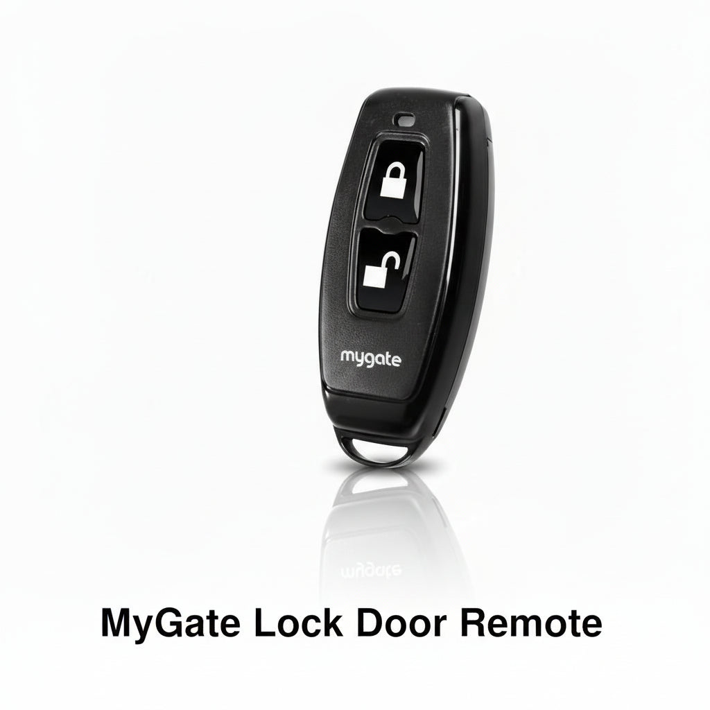 Mygate Lock door remote with lock and unlock buttons for convenient keyless control of Mygate smart digital door locks.