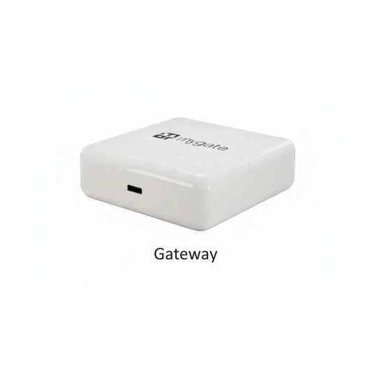 White smart lock gateway device with USB port on white background