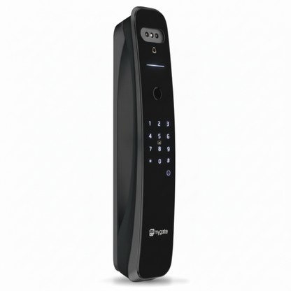 Mygate Lock Pro 2 Ultra smart digital door lock with fingerprint scanner, PIN keypad, and keyless entry in black finish.