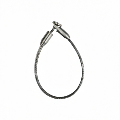 Satin High-strength SS-304 stainless steel wire rope loop for jhula suspension featuring a heavy-duty adjustable cable lock and sleek polished finish for modern indoor swings.