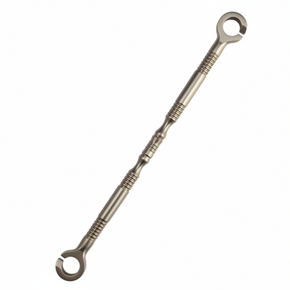 Satin-High-grade SS-304 stainless steel jhula chain link with a textured ribbed Damru design for heavy-duty ceiling swings and traditional Oonjal sets.