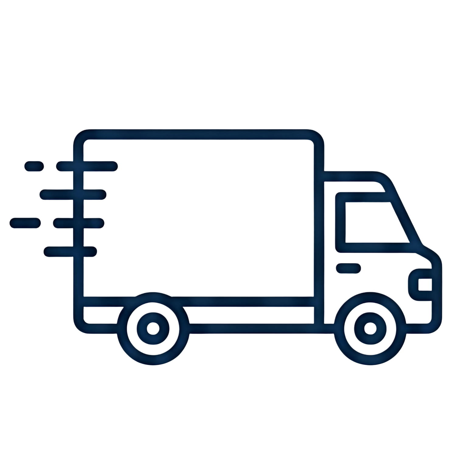 Line drawing of a delivery truck with speed lines
