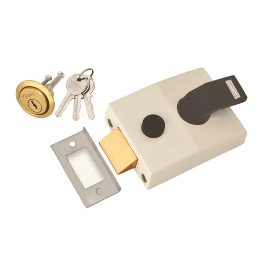 Vijayan Night Latch with Regular keys, for Outside Opening Door (Ivory)