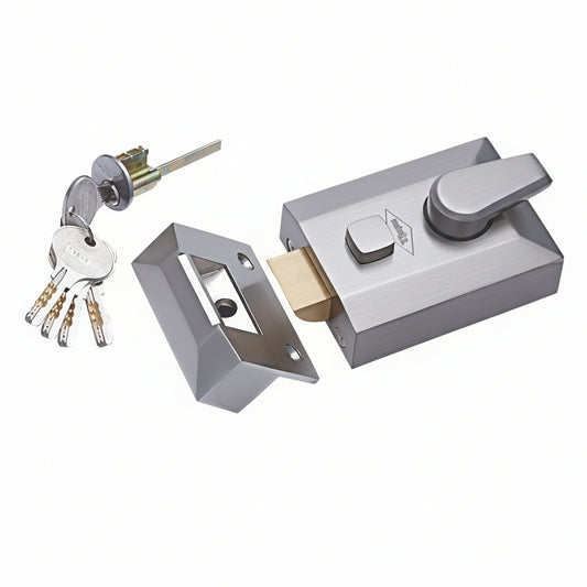 Vijayan Premium Night Latch with Ultra keys, for Outside Opening Door (Ss Matt)