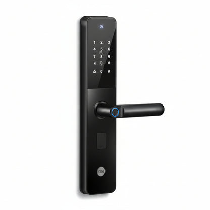 Yale YDME 100 NxT, Smart Door Lock with Biometric, Pincode, RFID Card & Mechanical Keys, Color- Black, for Home & Office
