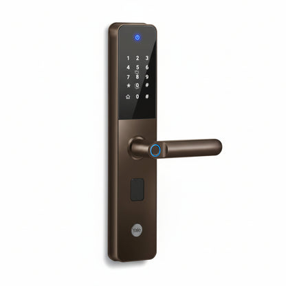 Yale YDME 100 NxT, Smart Door Lock with Biometric, Pincode, RFID Card & Mechanical Keys, Color- Black, for Home & Office