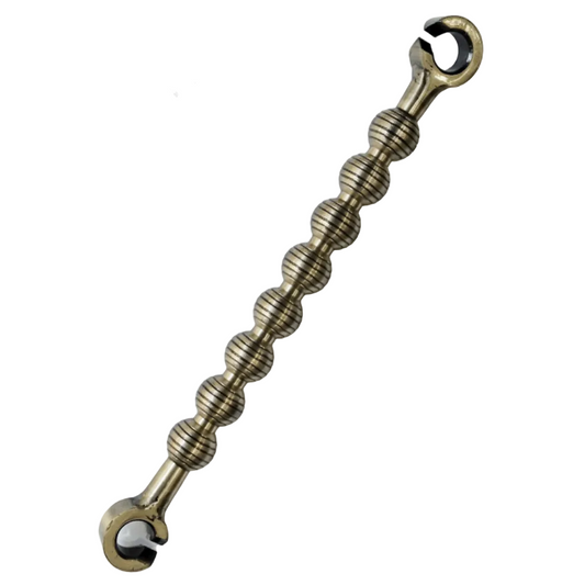 Antique brass finish decorative ball-style jhula chain link with open-ring ends for heavy-duty ceiling swings and traditional Indian Oonjal.