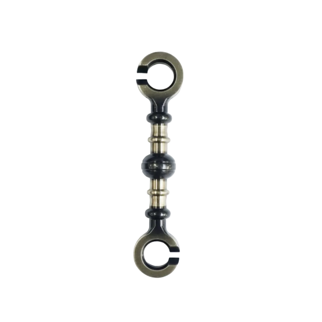 Heavy-duty antique brass finish ball saliya jhula chain link with decorative globe center and open-ring connectors for traditional indoor swings.