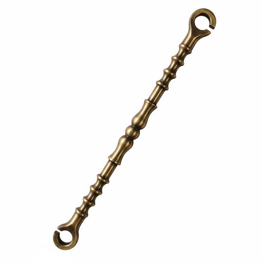 Antique brass finish decorative Damru style jhula chain rod link for traditional Indian swings, Oonjal, and heavy-duty ceiling hanging.