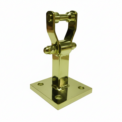 A DLP106 Square Base Revolving Bearing Kada in a sophisticated antique brass finish. This heavy-duty ceiling hook is designed with a stable 4-hole square mounting plate, a specialized dual-roller bearing mechanism for silent rotation, and a reinforced vertical pillar—perfect for luxury ceiling fans, indoor swings, and decorative high-capacity hanging fixtures.