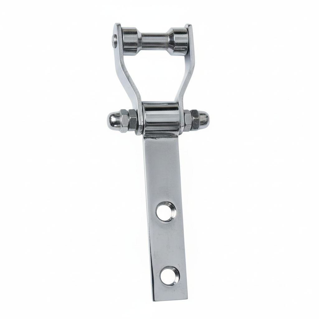 A chrome DLP103 Deluxe Bearing Kada ceiling hook featuring a high-grade stainless steel body with a polished chrome finish. This heavy-duty hardware includes a specialized dual-bearing roller mechanism for silent movement, a flat mounting plate with dual holes, and a secure triple-nut bolt assembly—ideal for ceiling fans, heavy swings, and industrial hanging applications.