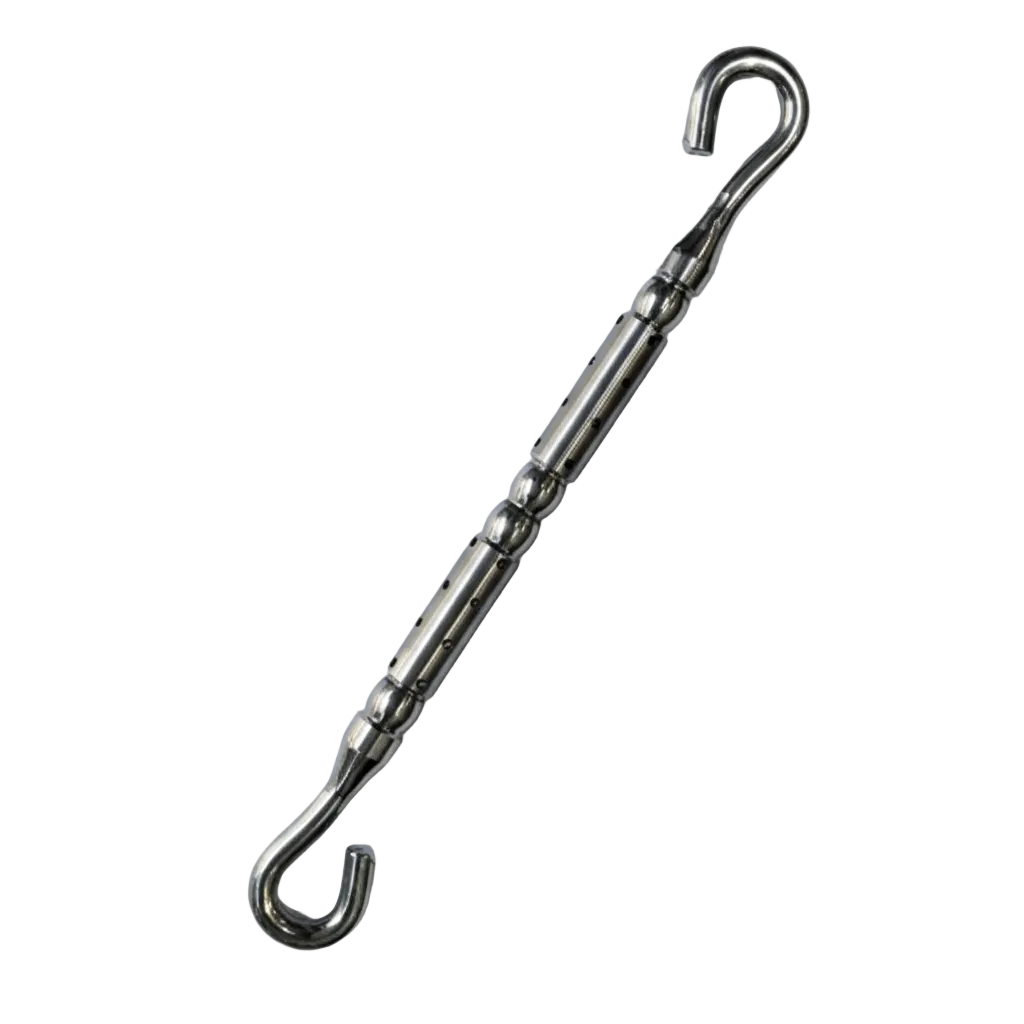 antique brass finish jhula chain extension rod with a unique perforated dotted design and dual S-hook connectors for traditional indoor swings.