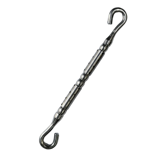 antique brass finish jhula chain extension rod with a unique perforated dotted design and dual S-hook connectors for traditional indoor swings.