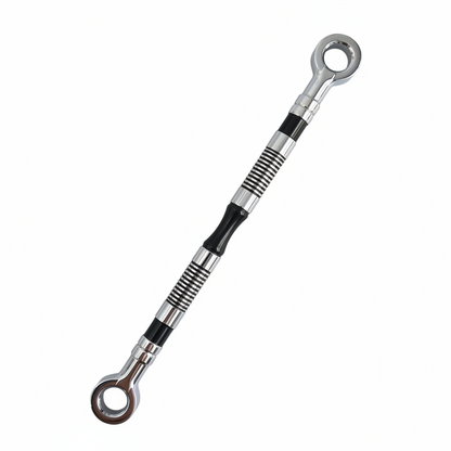High-chrome SS-304 stainless steel jhula chain link featuring a traditional Rassi rope-textured design with decorative black segments for luxury indoor swings.
