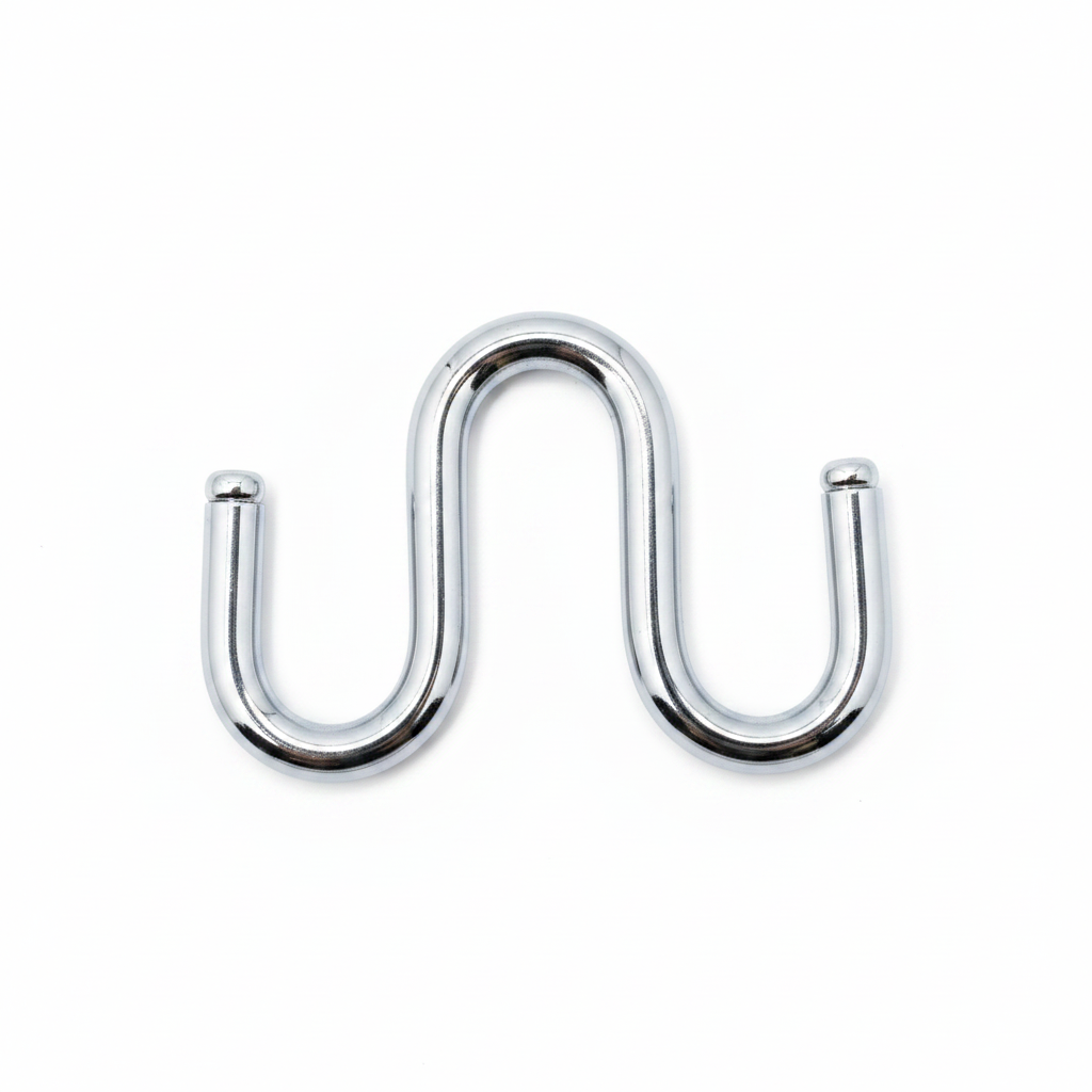 Chrome SS-304 stainless steel W-hook double connector for heavy-duty jhula chain attachment and traditional indoor swing installation.