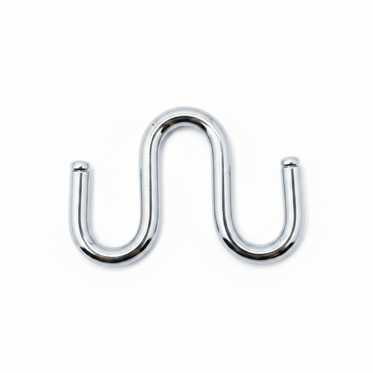 Chrome SS-304 stainless steel W-hook double connector for heavy-duty jhula chain attachment and traditional indoor swing installation.