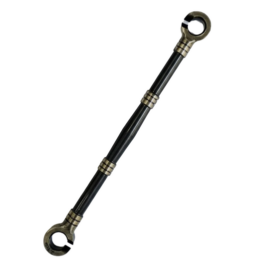 Deluxe antique brass finish SS-304 jhula chain link with a smooth Damru design and decorative ring accents for premium indoor swings.
